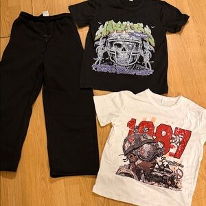 Graphic T-Shirts and Black Pants Set